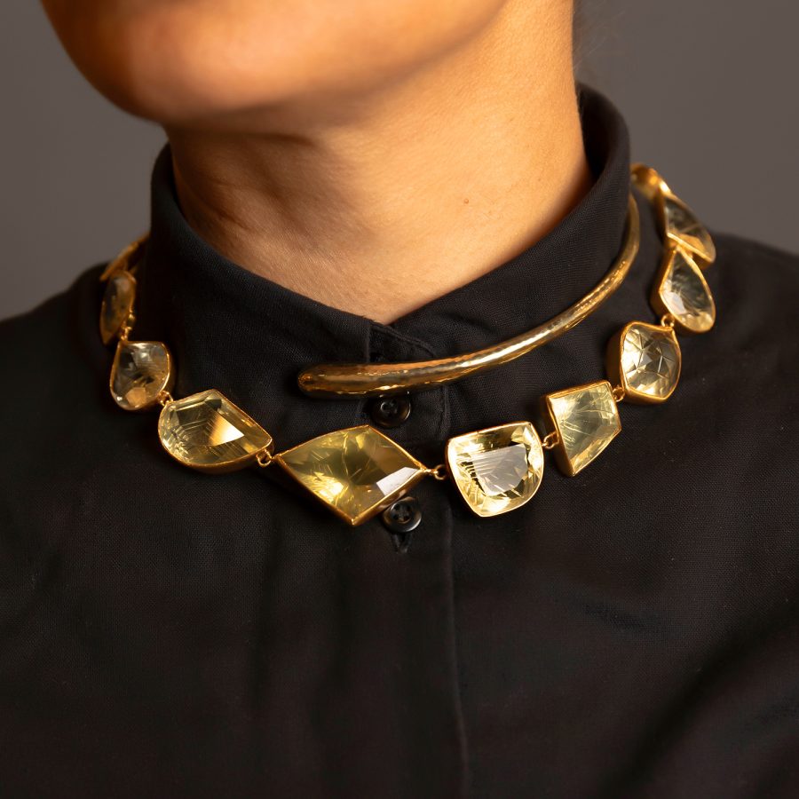 Simple Collar Hammered Brass Necklace