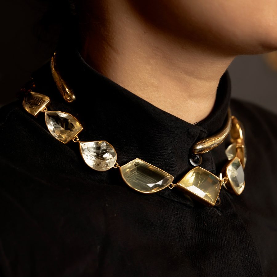 Simple Collar Hammered Brass Necklace - Image 3