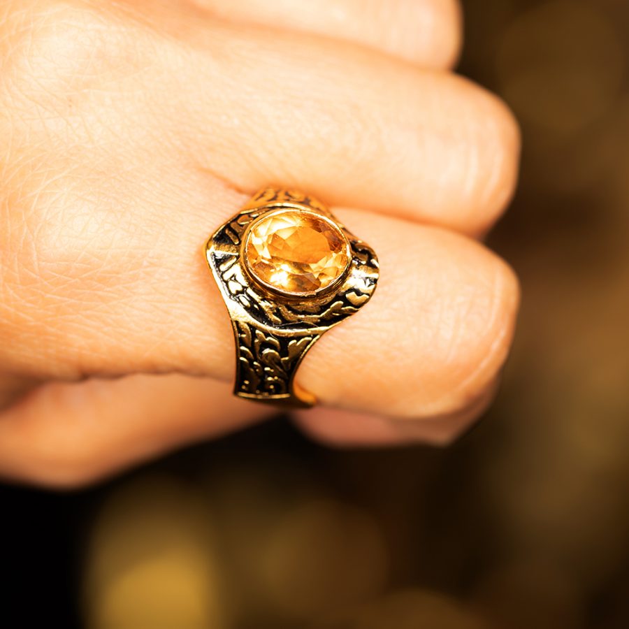 Citrine & Enamel Ring