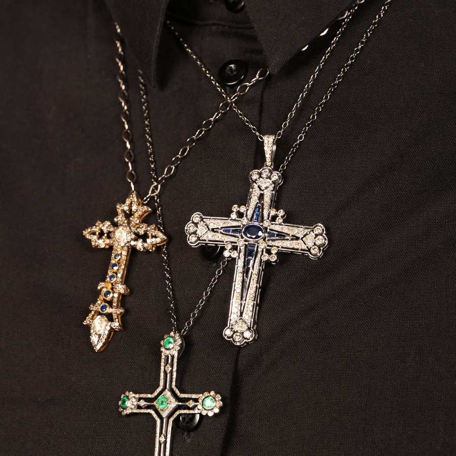 Emerald & Diamond Cross Pendant