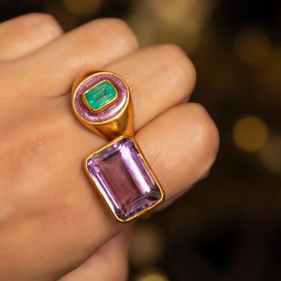 Rectangle Purple Amethyst Ring