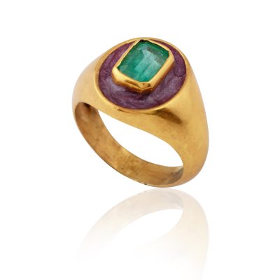 Emerald & Enamel Ring