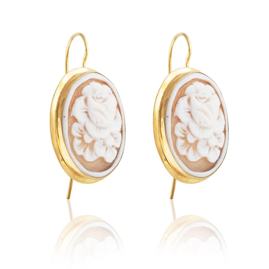 Floral Detail Cameo Drop Earrings