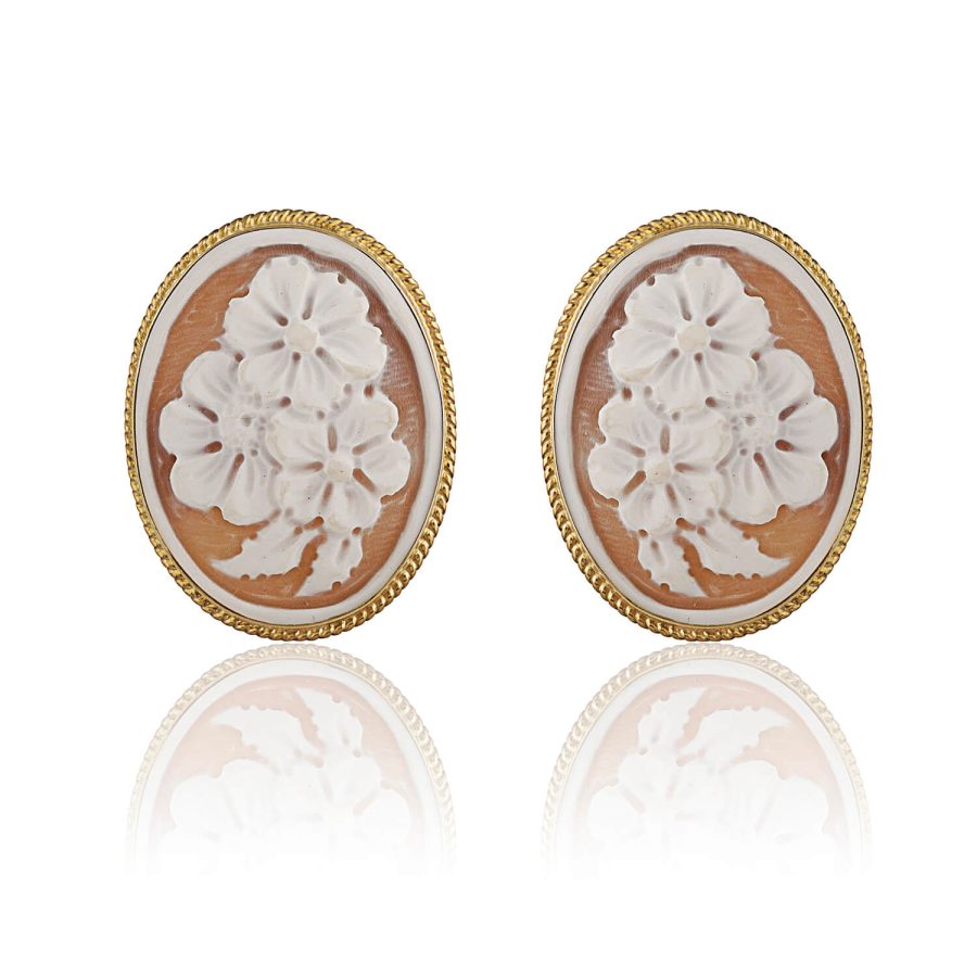 Floral Detail Cameo Earrings
