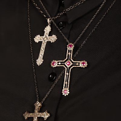 Ruby & Diamond Cross Pendant