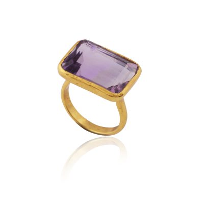 Rectangle Purple Amethyst Ring