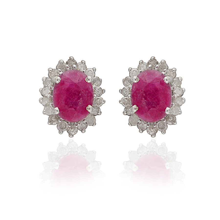 Ruby & Diamond Stud Earrings