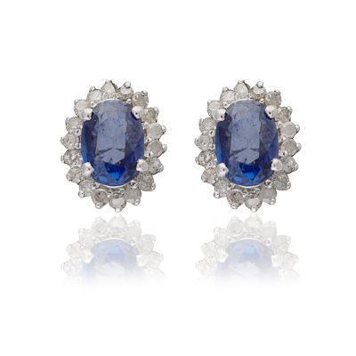 Sapphire & Diamond Stud Earrings