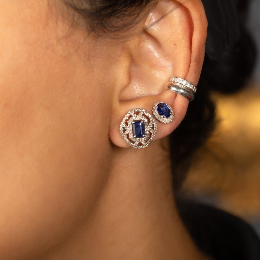 Sapphire & Diamond Stud Earrings