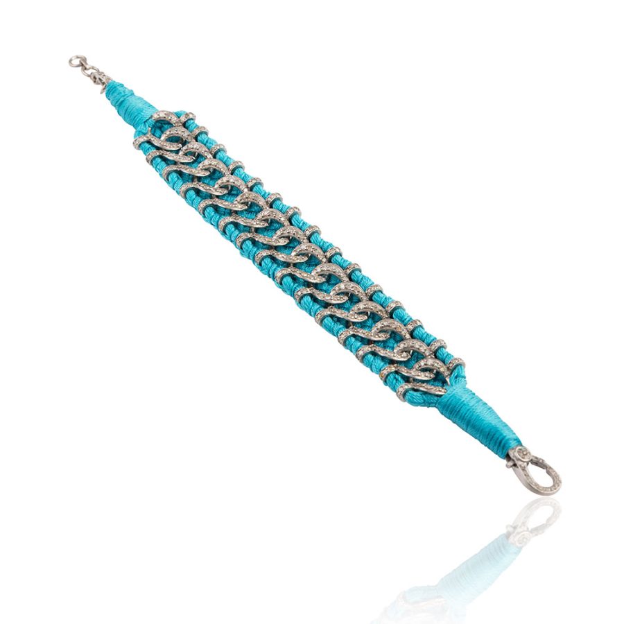 Sky Blue Woven 9th Century ‘Baju’ Inspired Diamond Cotton Cord Bracelet