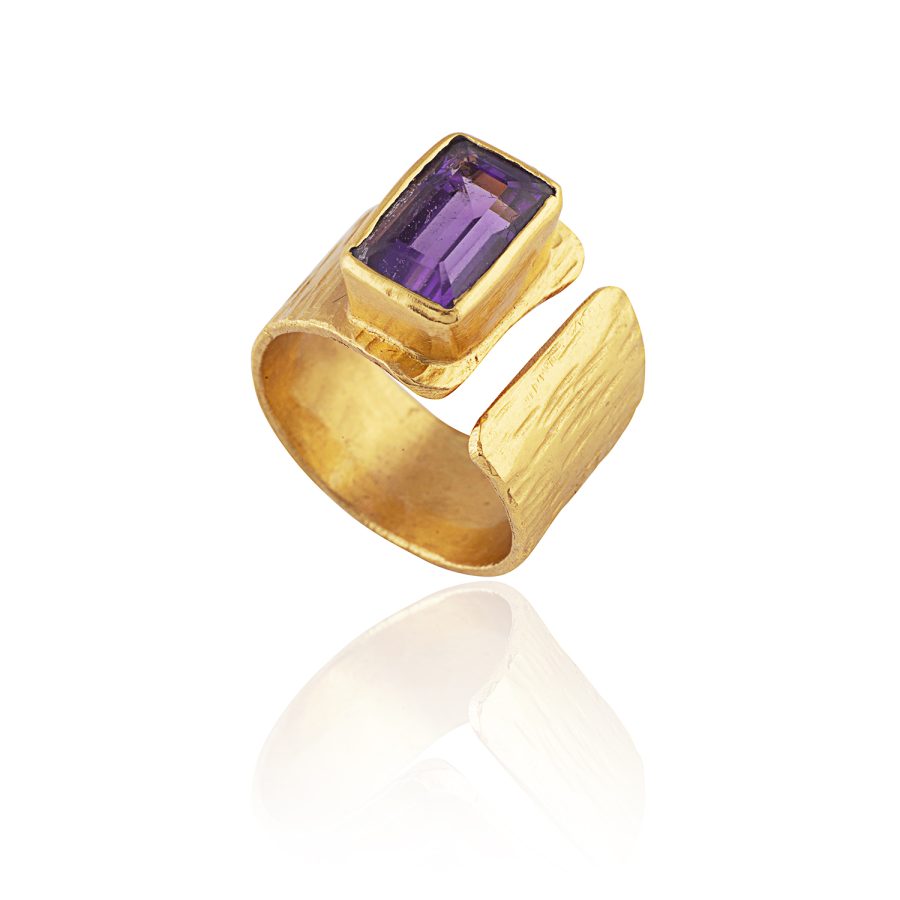 Purple Amethyst Ring Band (Adjustable)