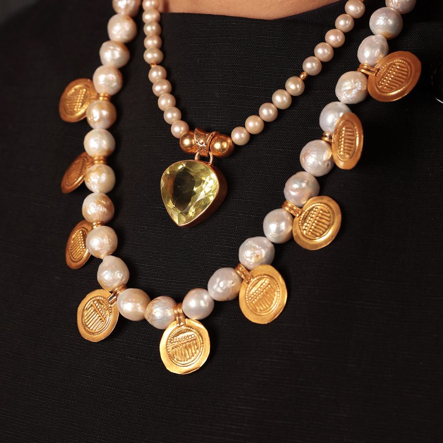 Antique Amulet Inspired Pearl Necklace