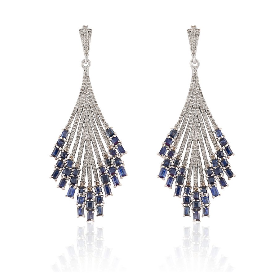 Art Deco Sapphire & Diamond Drop Earrings