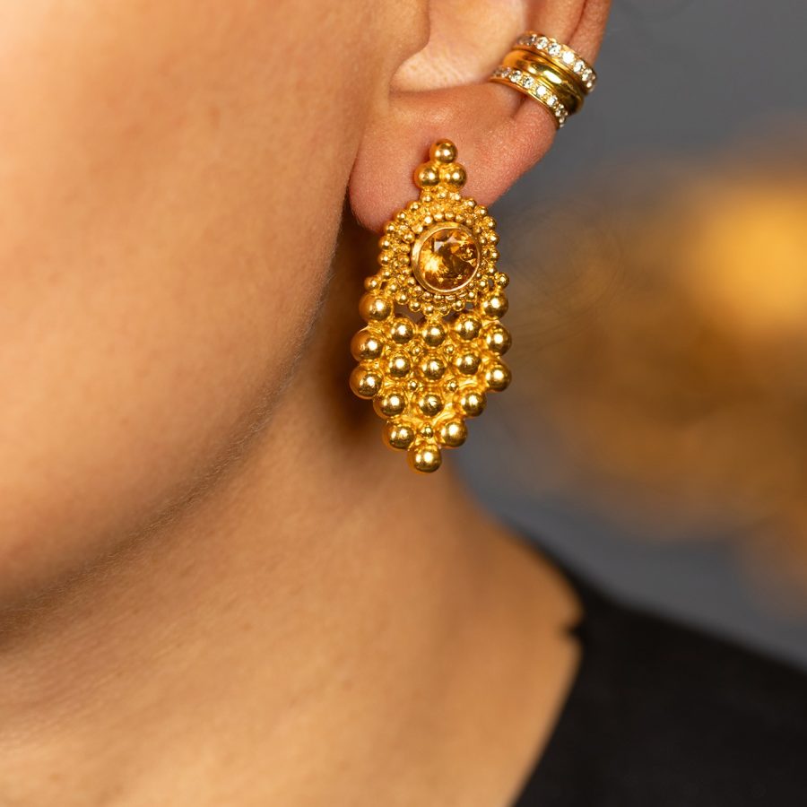 Citrine Gold Ball Drop Earrings (Inspired by my Mothers own heirloom pieces)