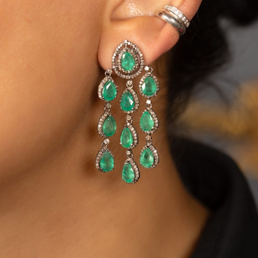 Waterfall Fluid Emerald Drop Earrings