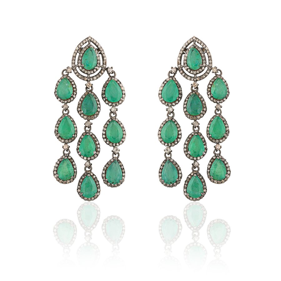 Waterfall Fluid Emerald Drop Earrings