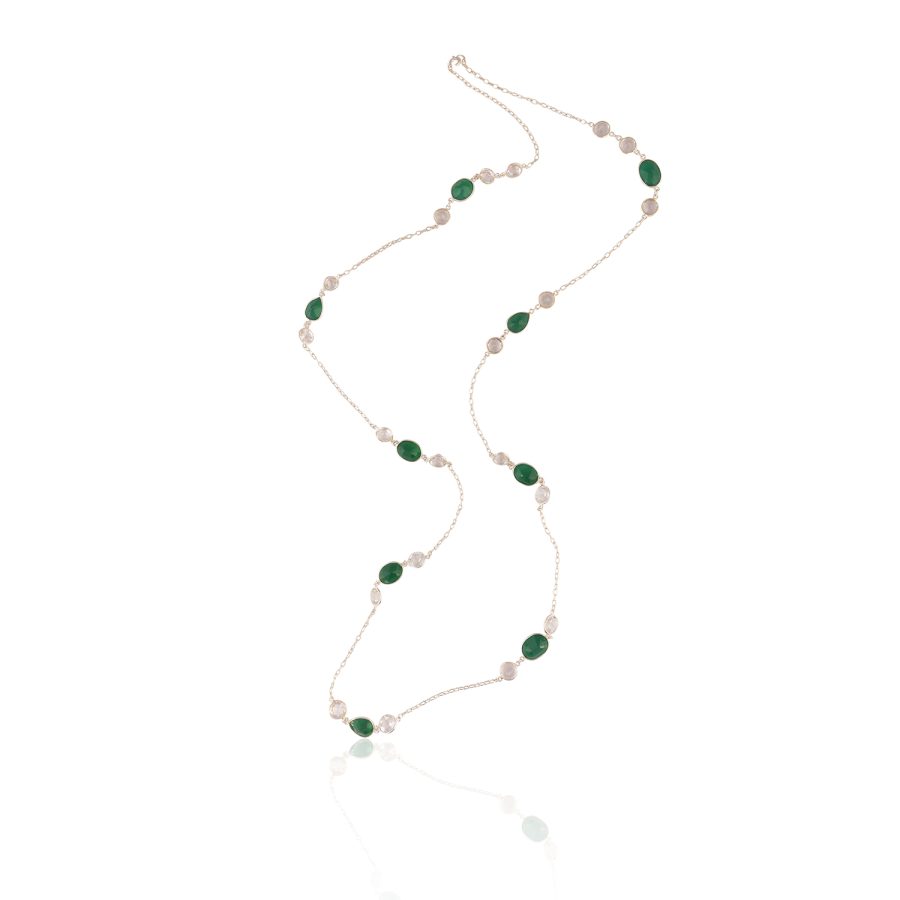 Simple Green Onyx & Crystal Necklace