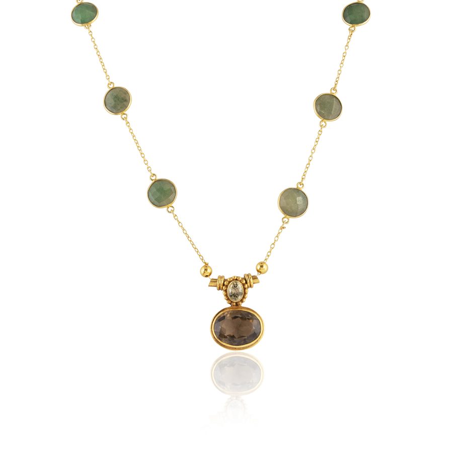 Jade & Smokey Quartz Pendant Necklace