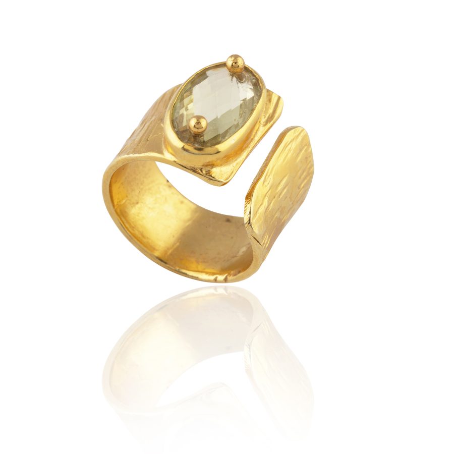 Lemon Quartz Ring Band (Adjustable)