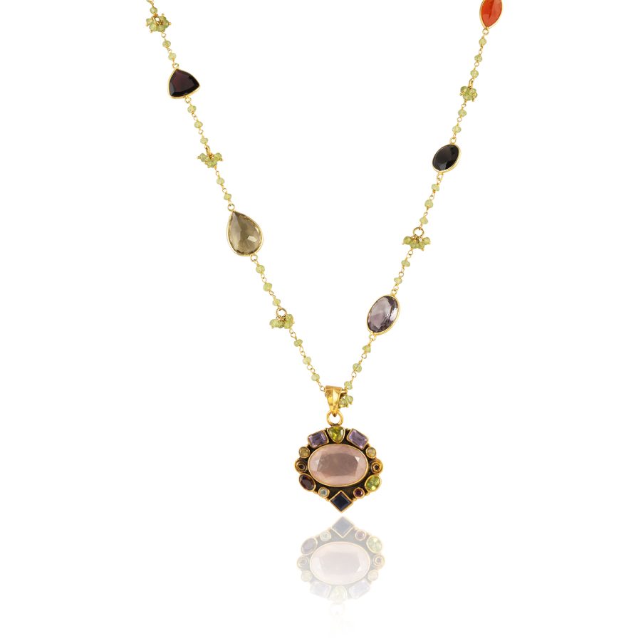 Multi Gem Pendant Necklace