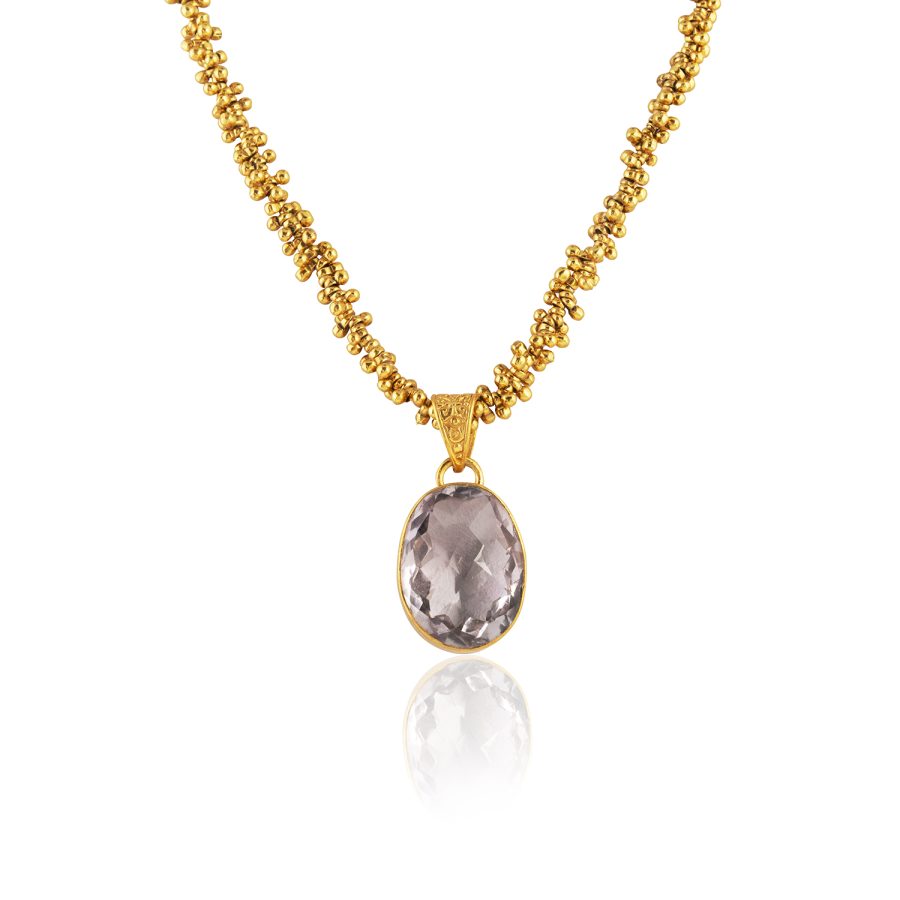 Purple Amethyst, Granulated Detail Necklace