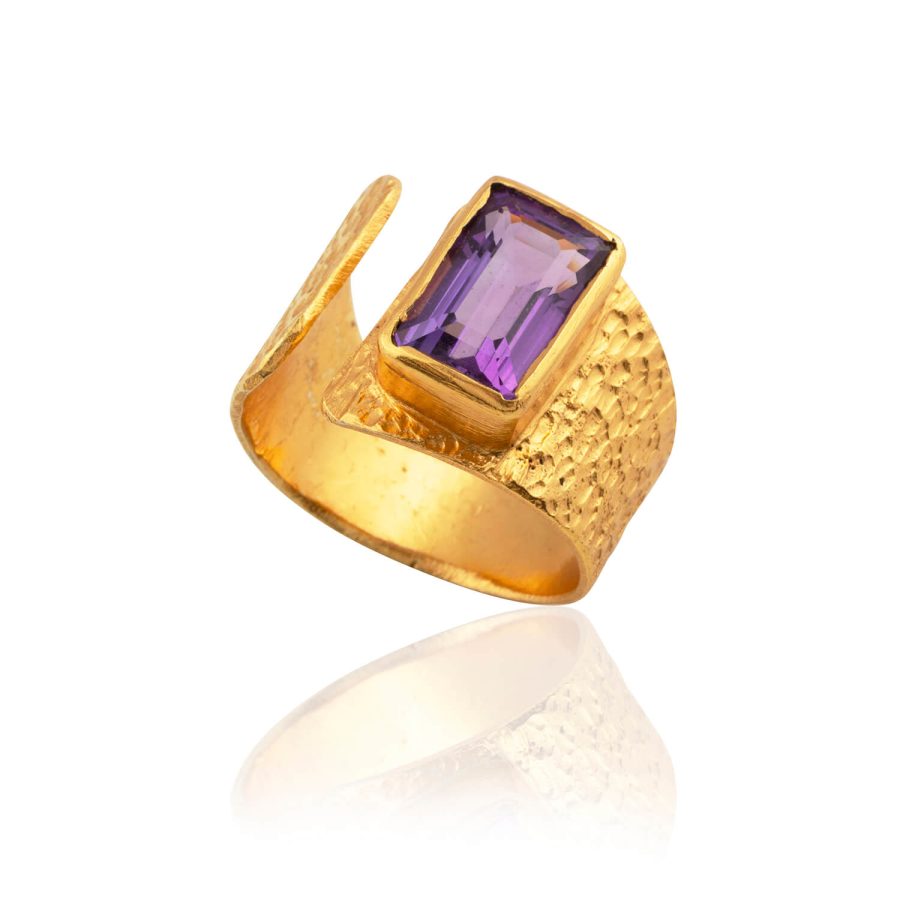 Purple Amethyst Ring Band (Adjustable)