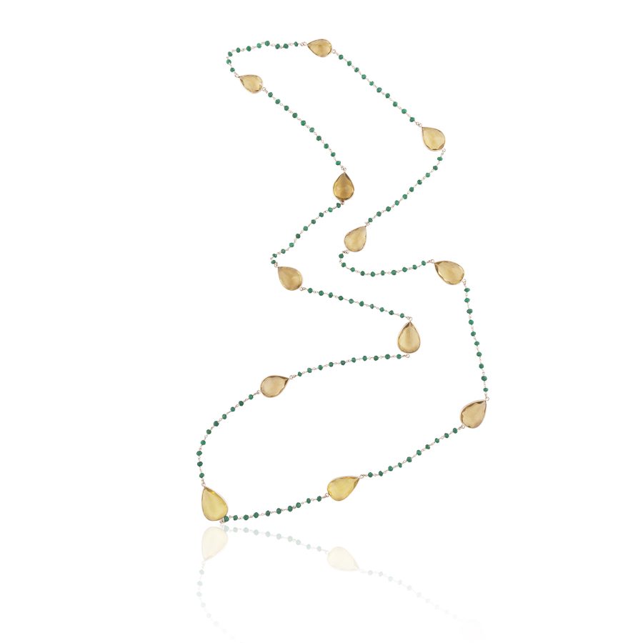 Simple Topaz & Green Onyx Necklace