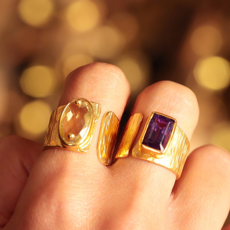 Purple Amethyst Ring Band (Adjustable)