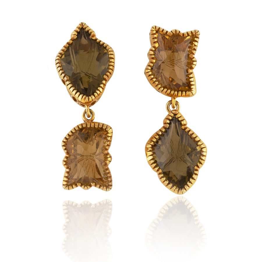 Mis Matched Citrine & Quartz  Earrings