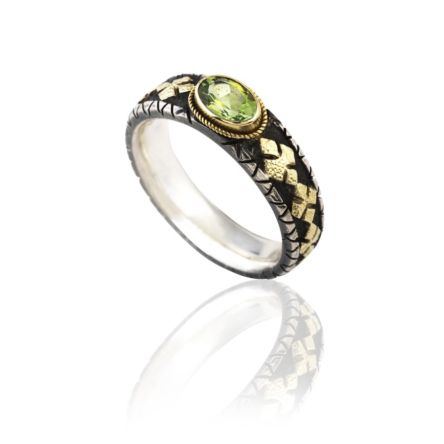 18kt Gold & Silver Heirloom Peridot Ring