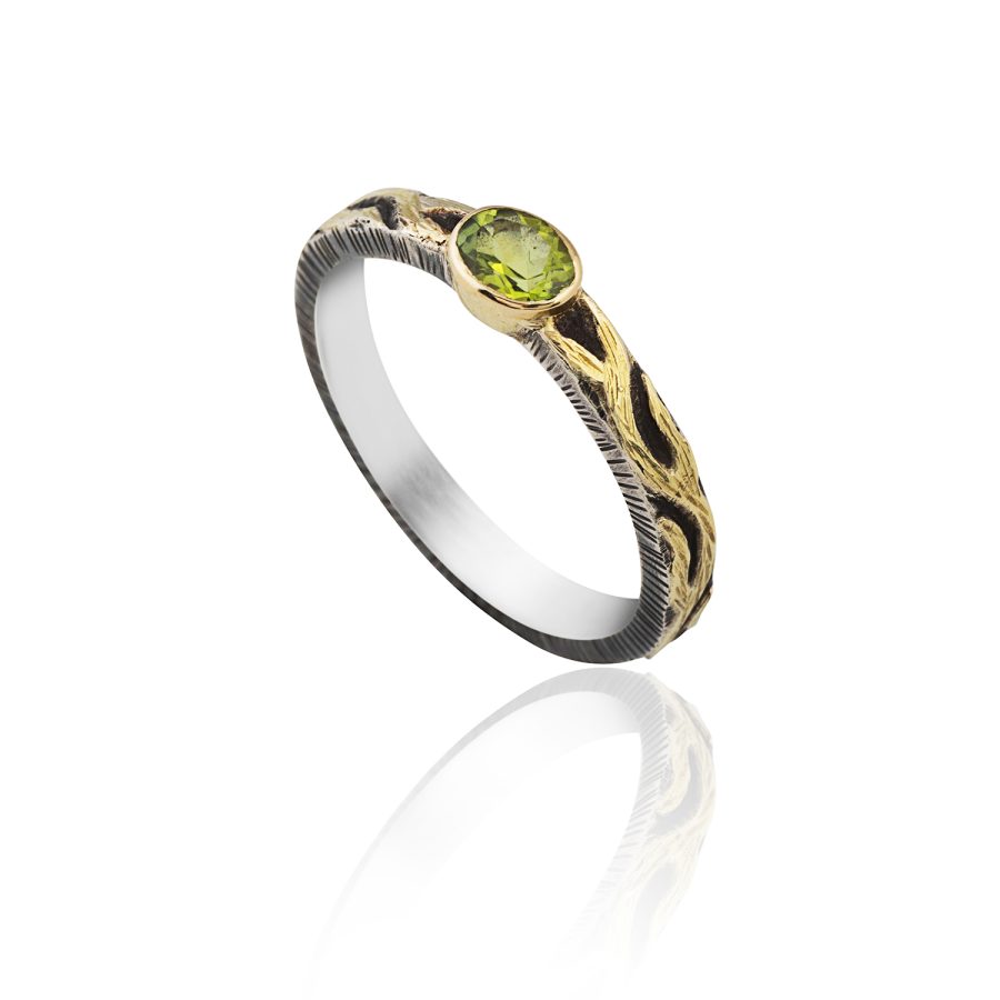 18kt Gold & Silver Heirloom Ring with Peridot