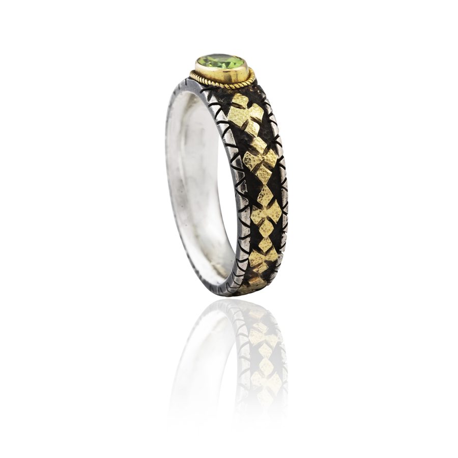 18kt Gold & Silver Heirloom Peridot Ring - Image 3