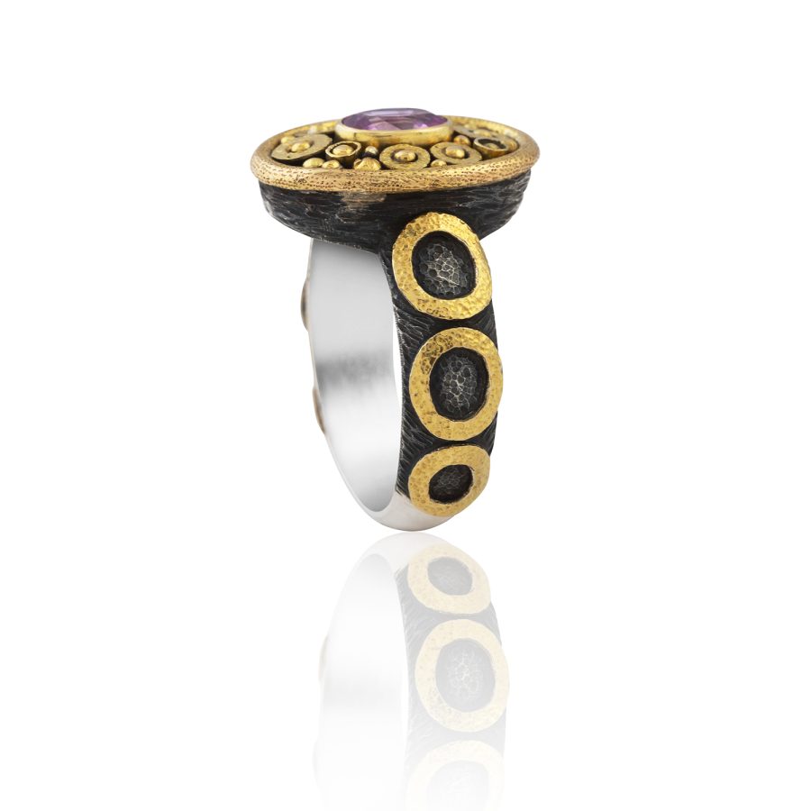 Heirloom 18kt Gold & Silver Rubellite Ring - Image 3