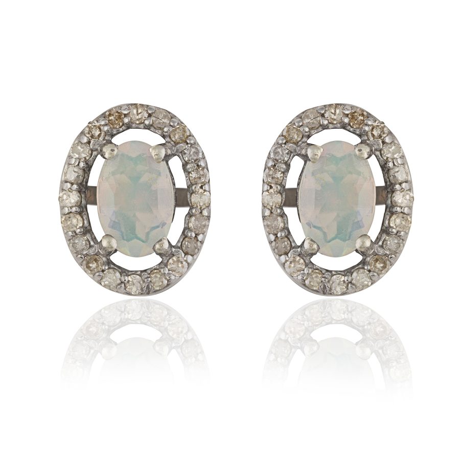 Opal & Diamond Stud Earrings