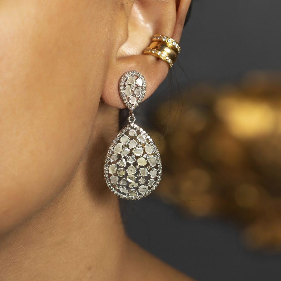 Sliced Diamond Drop Earrings