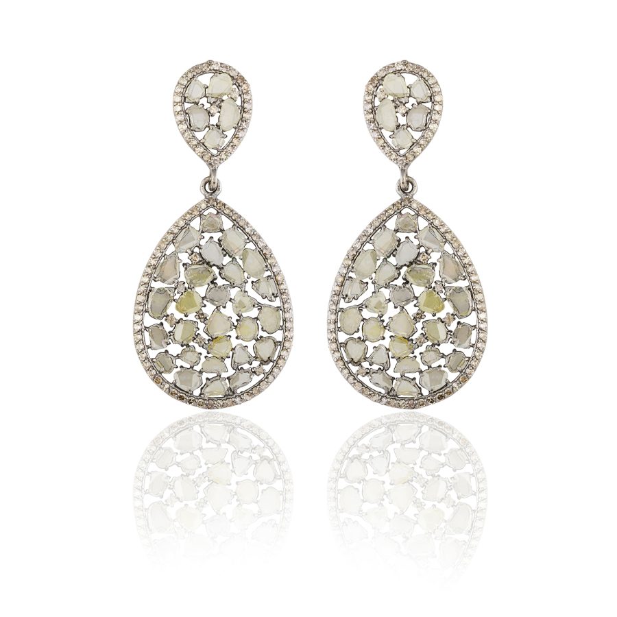 Sliced Diamond Drop Earrings