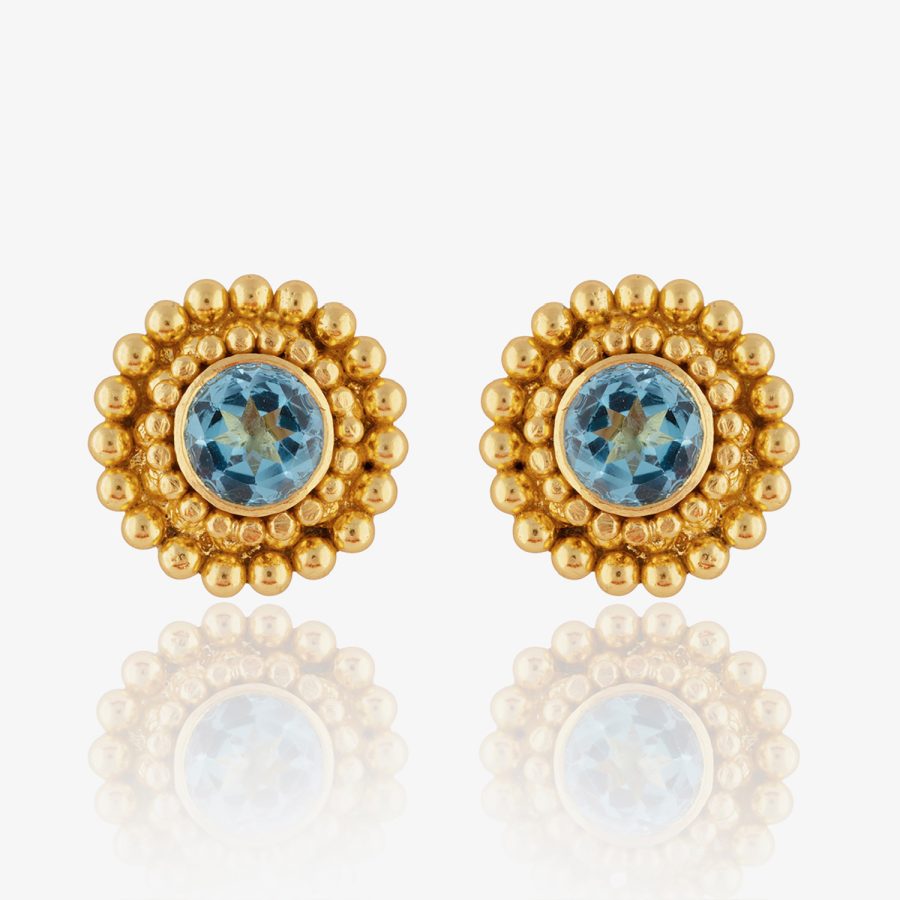 Granulated Blue Topaz Stud Earrings