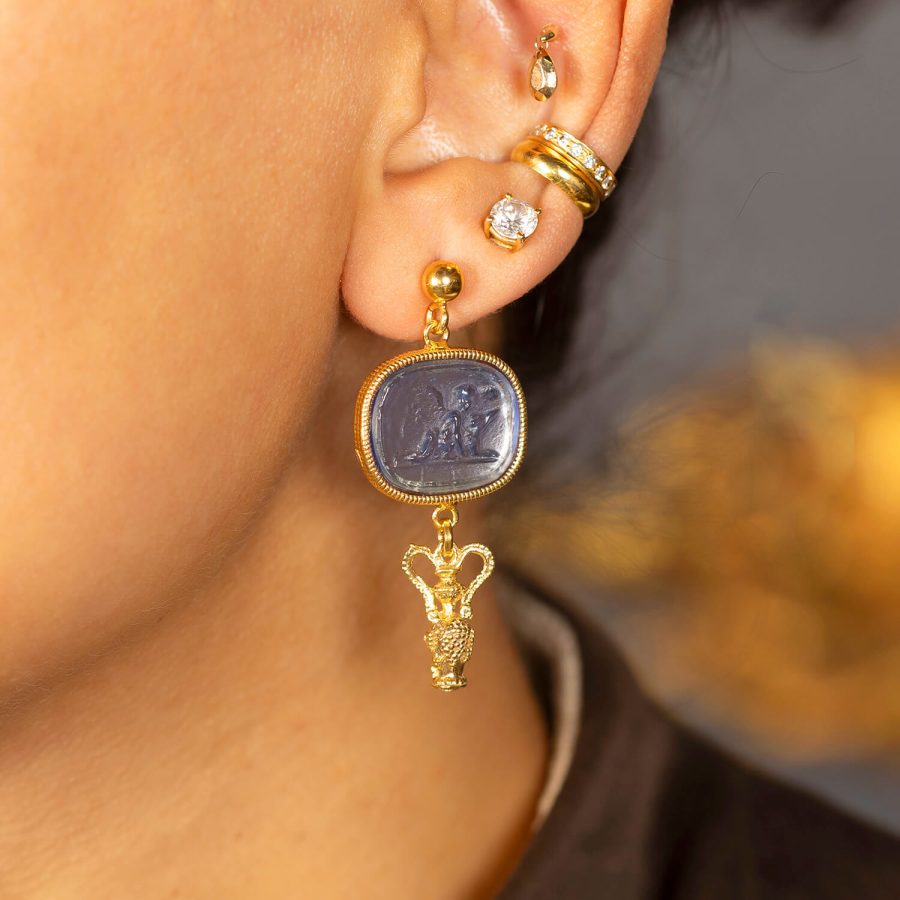 Heritage Detailed Intaglio Drop Earrings