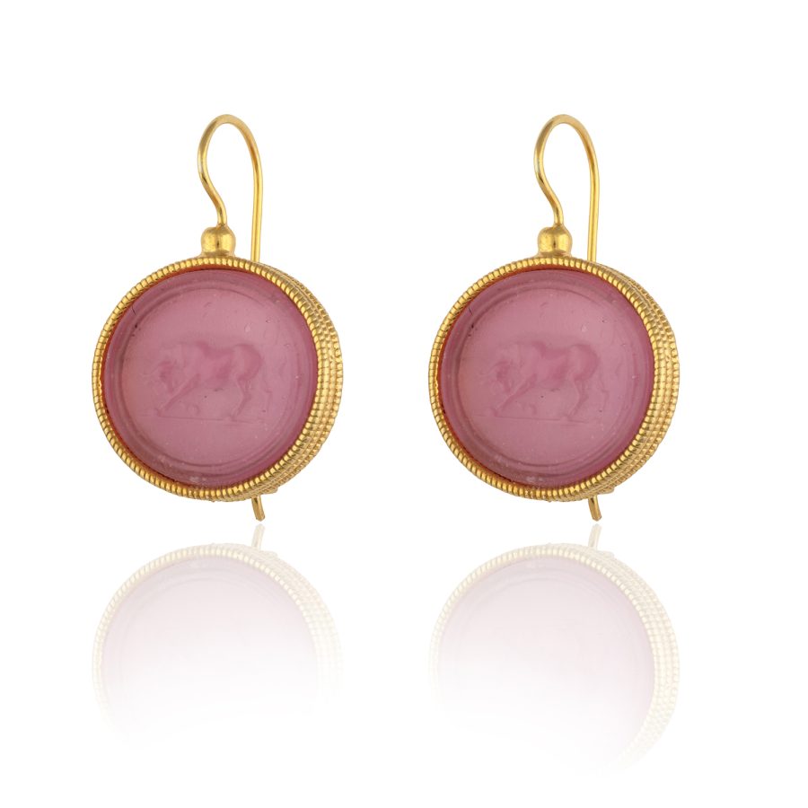 Heritage Pink Intaglio Earrings