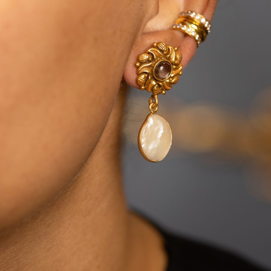 Heritage Quartz Baroque Pearl Drop Earrings