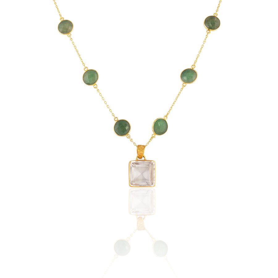 Jade & Crystal Charm Necklace