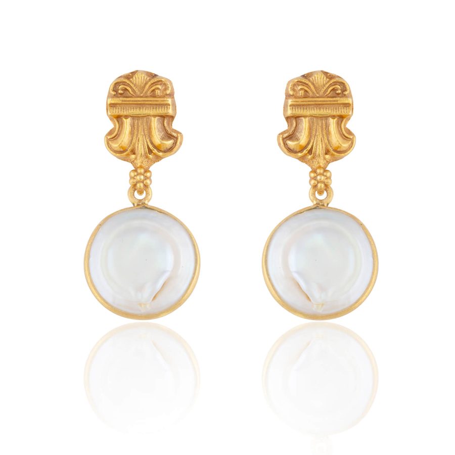 Simple Mughal Detailed Baroque Pearl Drop Earrings