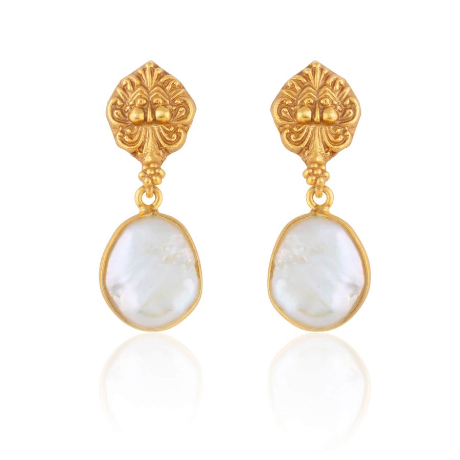 Sun God Baroque Pearl Drop Earrings