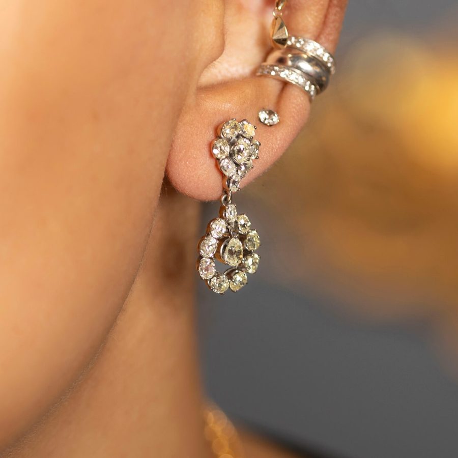 18kt Gold Heirloom Diamond Drop Earrings