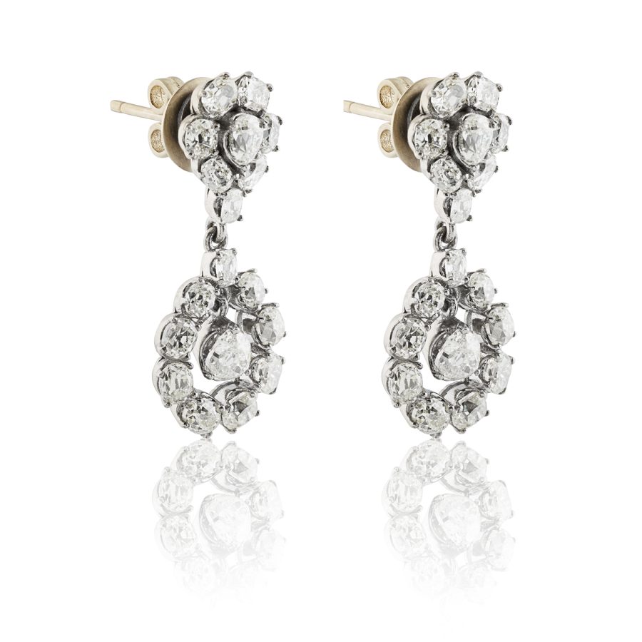 18kt Gold Heirloom Diamond Drop Earrings