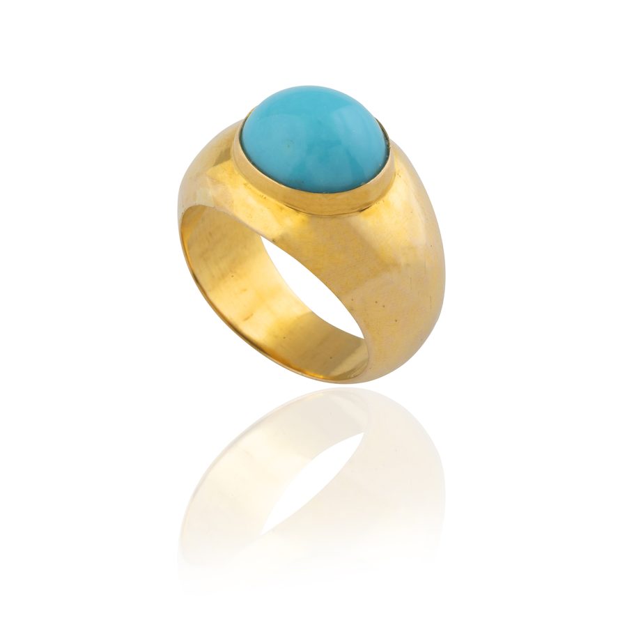 18kt Gold Heirloom Turquoise Ring Band