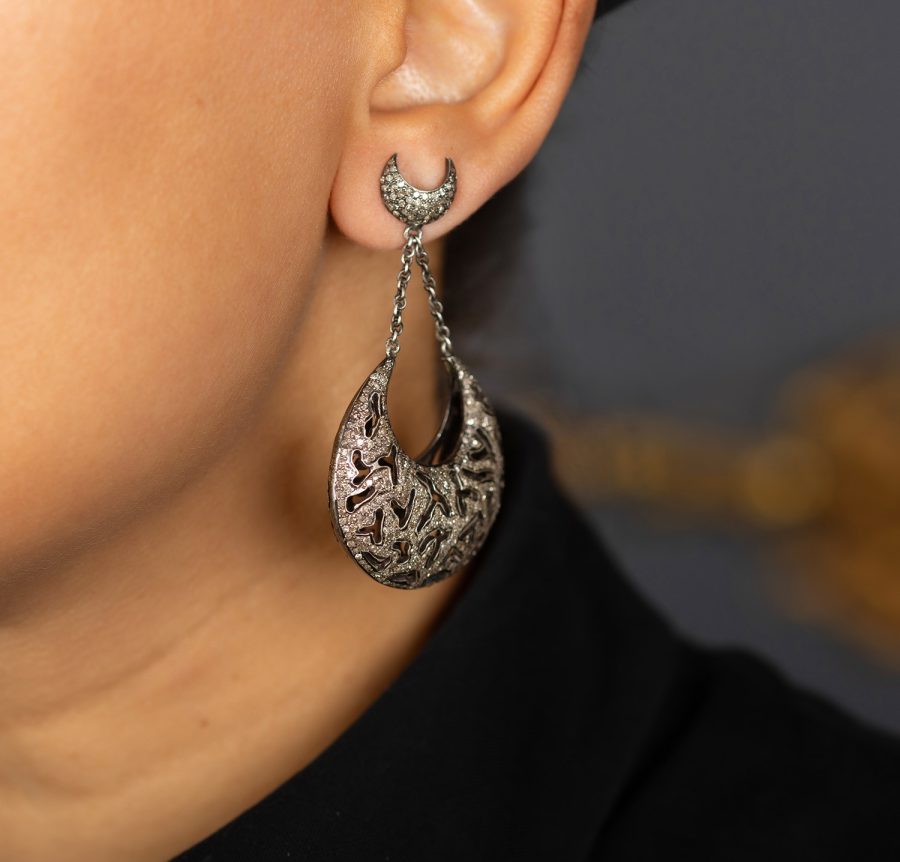 Half Moon Diamond Chandelier Earrings - Image 2