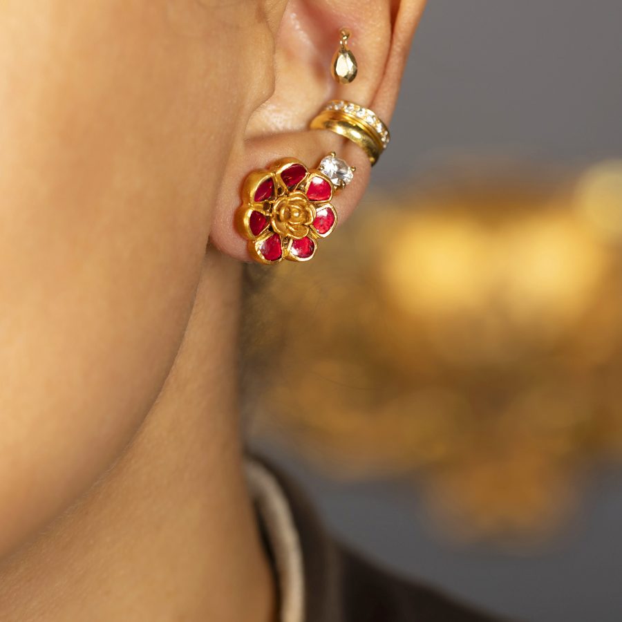 Mis Matched Flower & Amulet Heritage Earrings