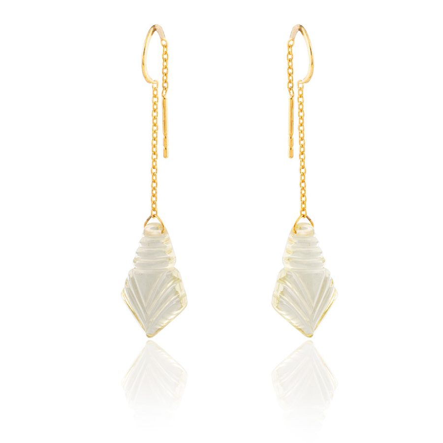 Art Deco Carved Quartz Slider Earrings