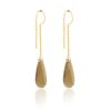 Carved Olive Quartz Slider Earrings
